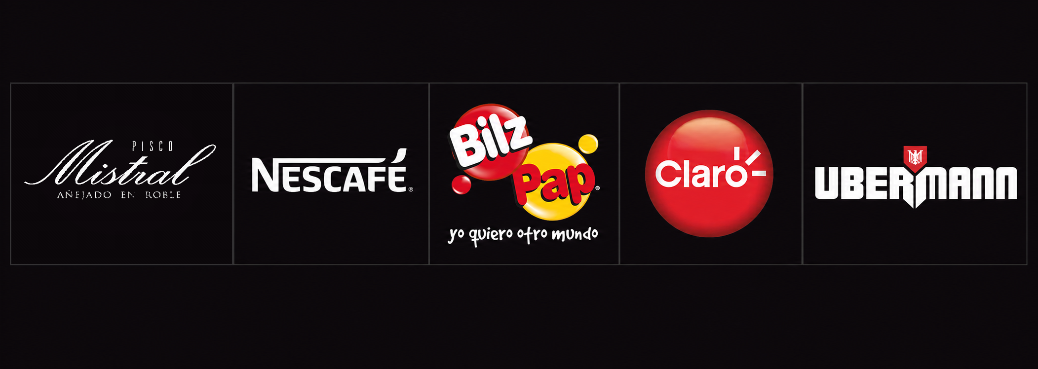 Logos de Mistral, Nescafé, Bilz y Pap, Claro y Ubermann
